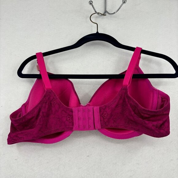 Cacique Lightly Lined T-Shirt Bra Size 44B Pink Floral Underwire NEW - Picture 7 of 8